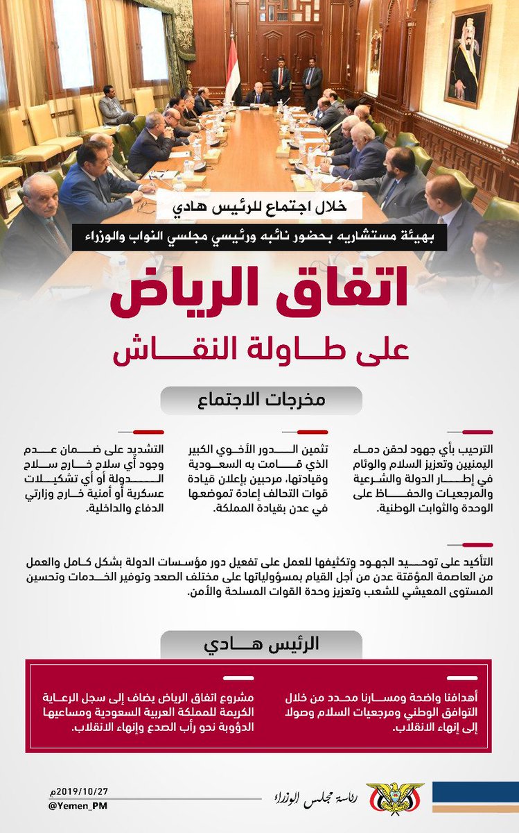 اتفاق الرياض على طاولة نقاش فخامة الرئيس عبدربه منصور هادي وهيئة مستشاريه
