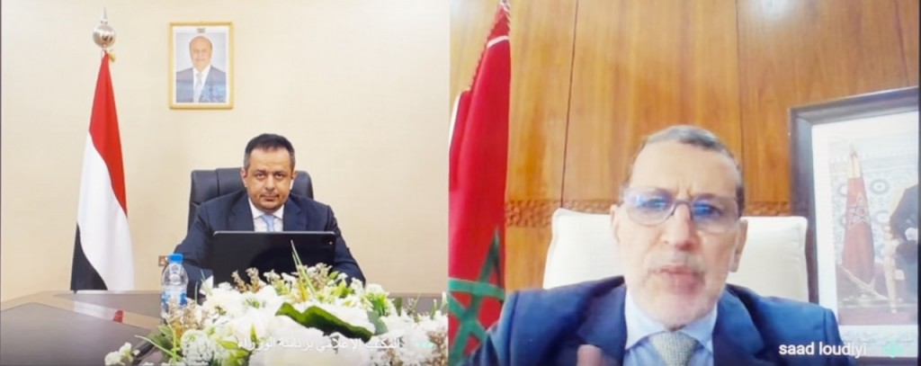 رئيس الوزراء د.معين عبدالملك، خلال لقائه بنظيره المغربي د.سعد الدين العثماني
