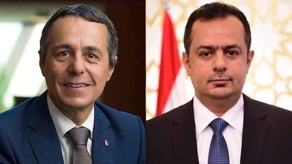 رئيس الوزراء مع نائب الرئيس وزير الخارجية السويسري